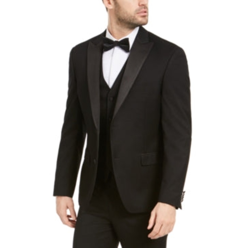 Alfani Mens Slim fit Tuxedo Jacket Blazer 42 R Black Solid Stretch