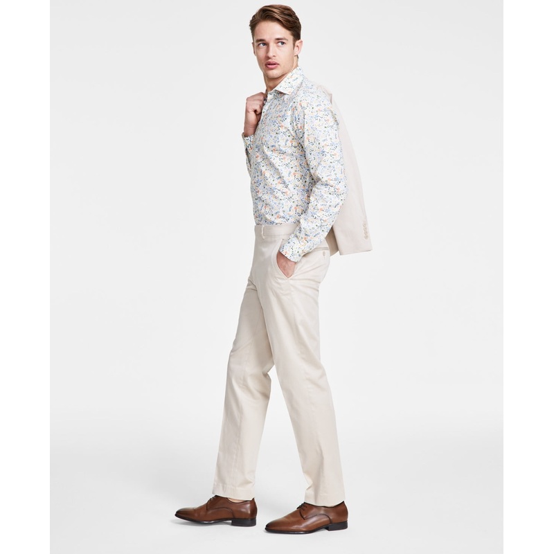 Bar Iii Mens Slim fit Dress Pants 31 / 30 Beige Solid Stretch