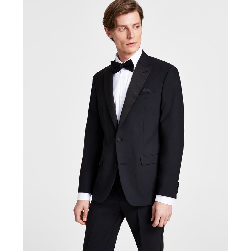 Bar Iii Mens Slim fit Tuxedo Jacket Blazer 40 L Black Solid