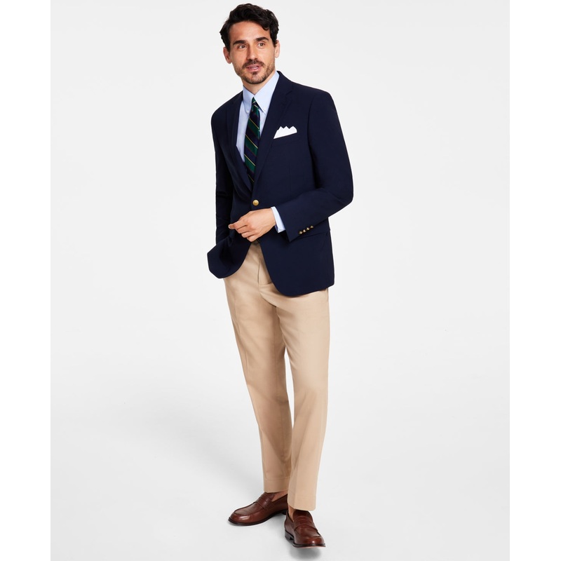 Brooks Brothers Mens Classic fit Sport Coat Blazer 44 S Navy Blue Solid Stretch