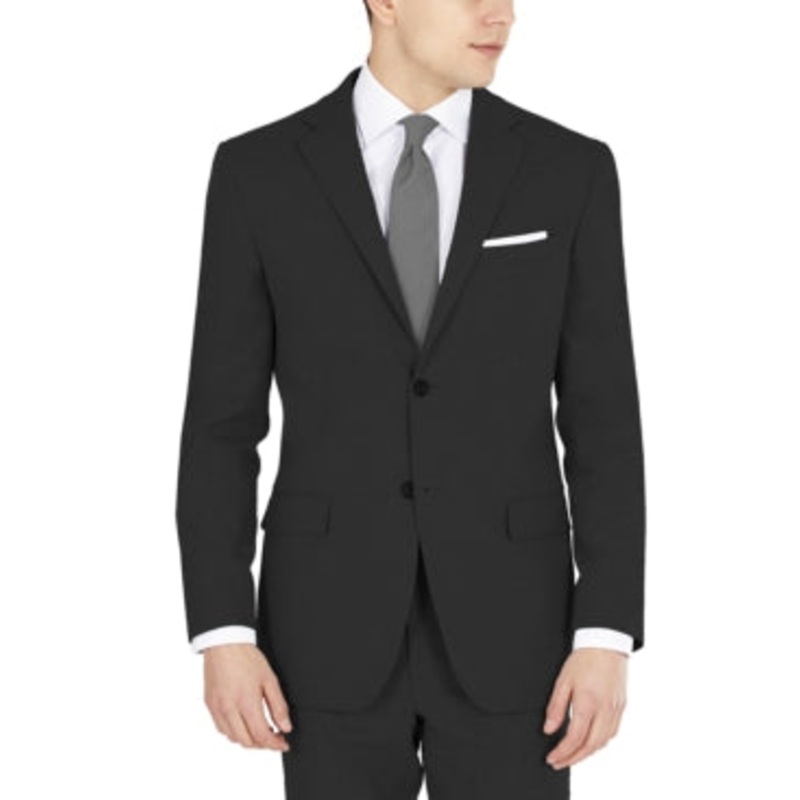 Dkny Mens Modern fit Suit Jacket Blazer 48 R Black Solid Stretch