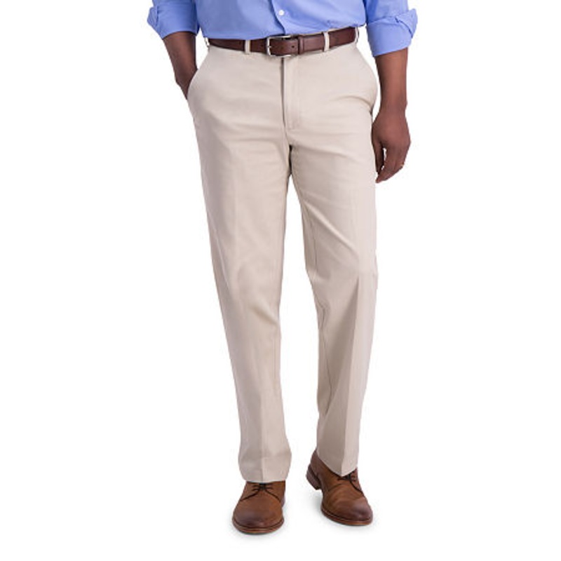 Haggar Mens Classic fit Dress Pants 44 / 29 Beige Stretch