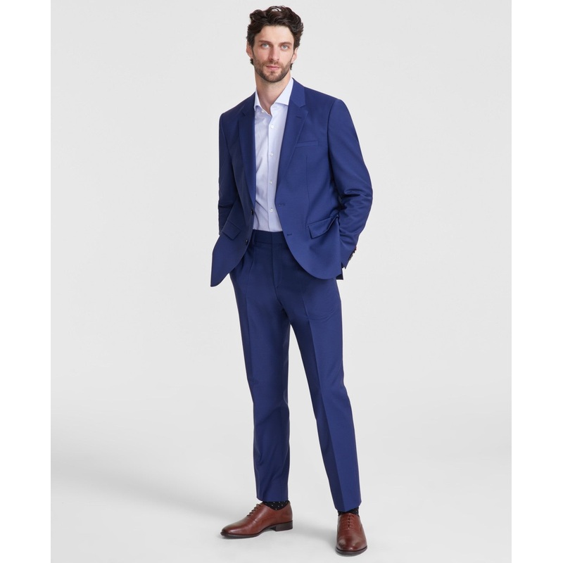 Hugo Boss Mens Modern fit 2 Piece Suit 36 R / 32 Waist Blue Solid Stretch