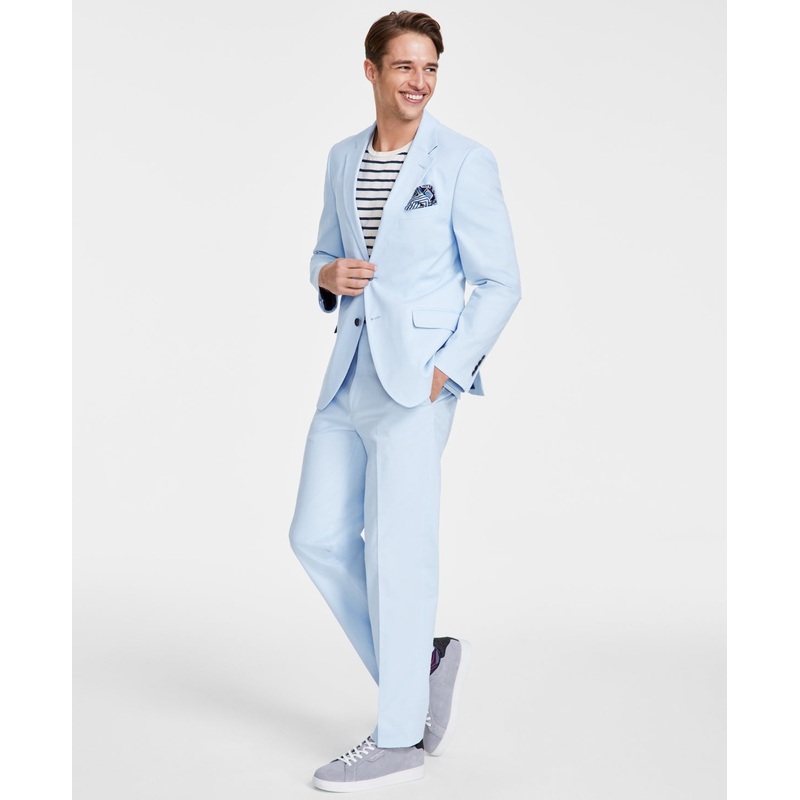Nautica Mens Modern fit 2 Piece Suit 42 L / 36 Waist Light Blue Solid Stretch