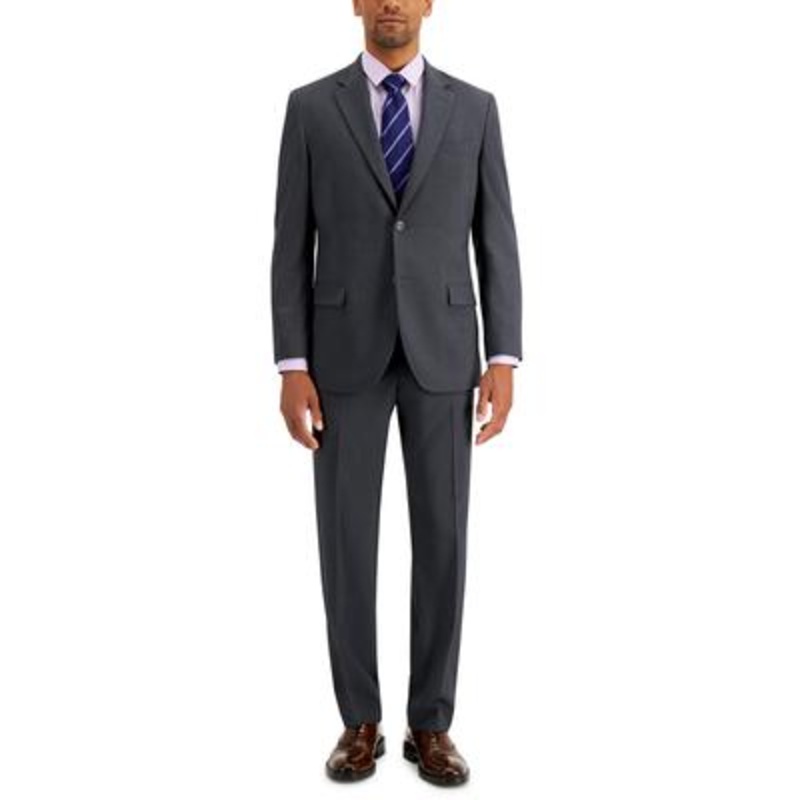 Nautica Mens Modern fit 2 Piece Suit 42 S / 36 Waist Charcoal Gray Solid Stretch