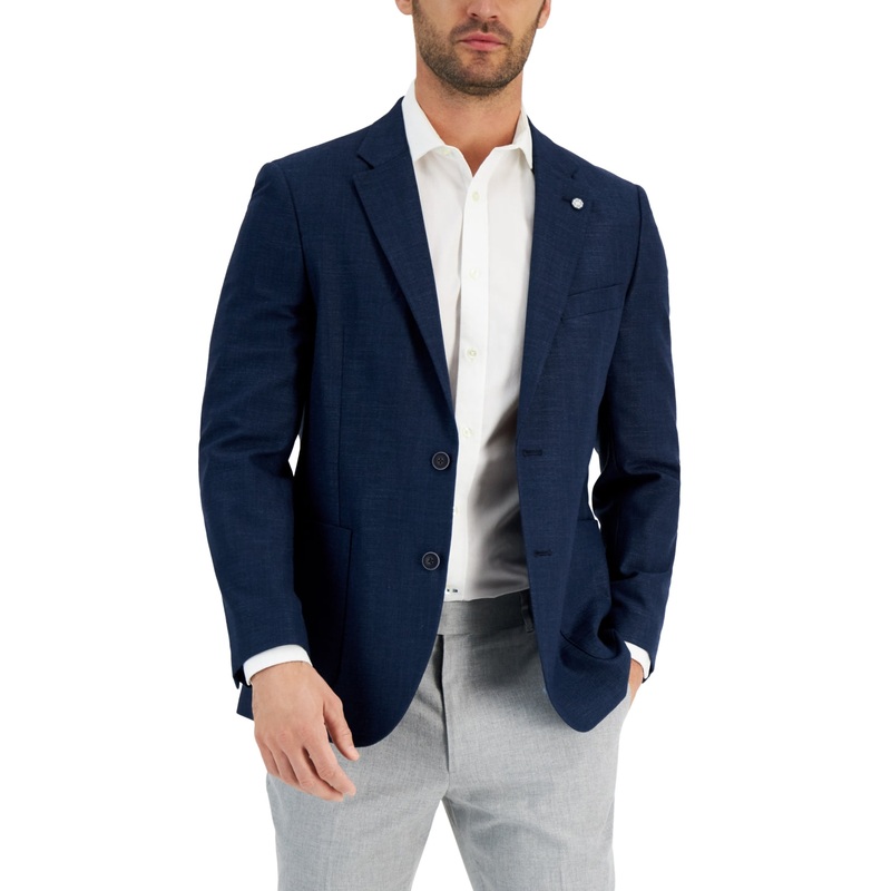 Nautica Mens Modern fit Sport Coat Blazer 36 R Navy Blue Solid Stretch