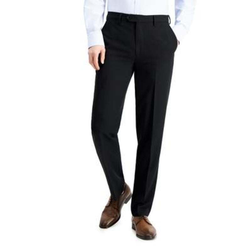 Nautica Mens Slim fit Dress Pants 38 / 32 Black Solid Stretch