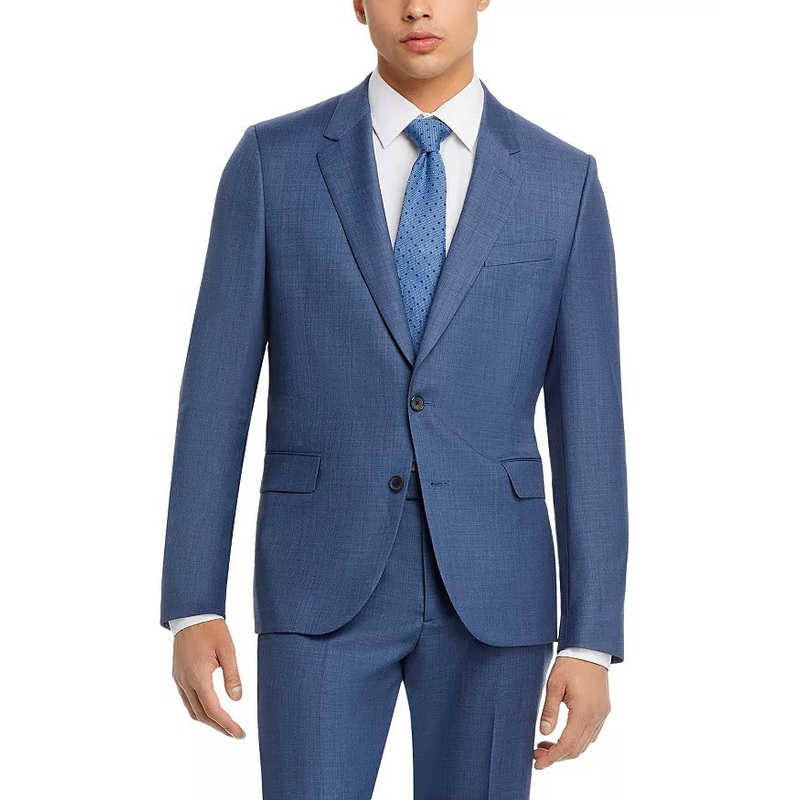 Paul Smith Soho Sharkskin Extra Slim Fit Suit Jacket EU 52R US 42R Blue Wool