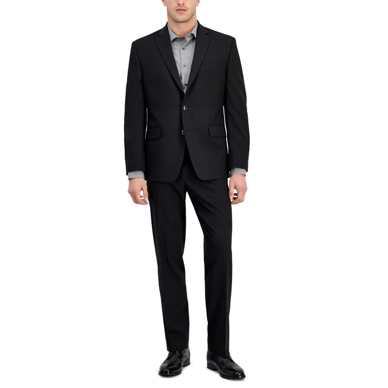 Perry Ellis Mens Modern fit 2 Piece Suit 40 R / 33 x 32 Black Stretch