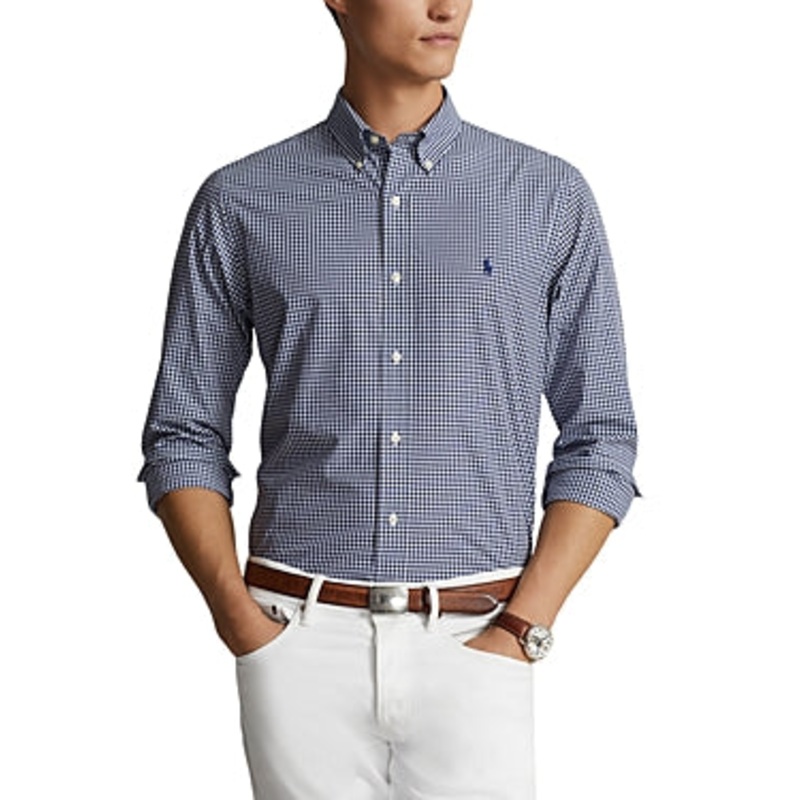 Polo Ralph Lauren Classic fit Long Sleeve Button-Up Shirt XXL Blue Check Stretch