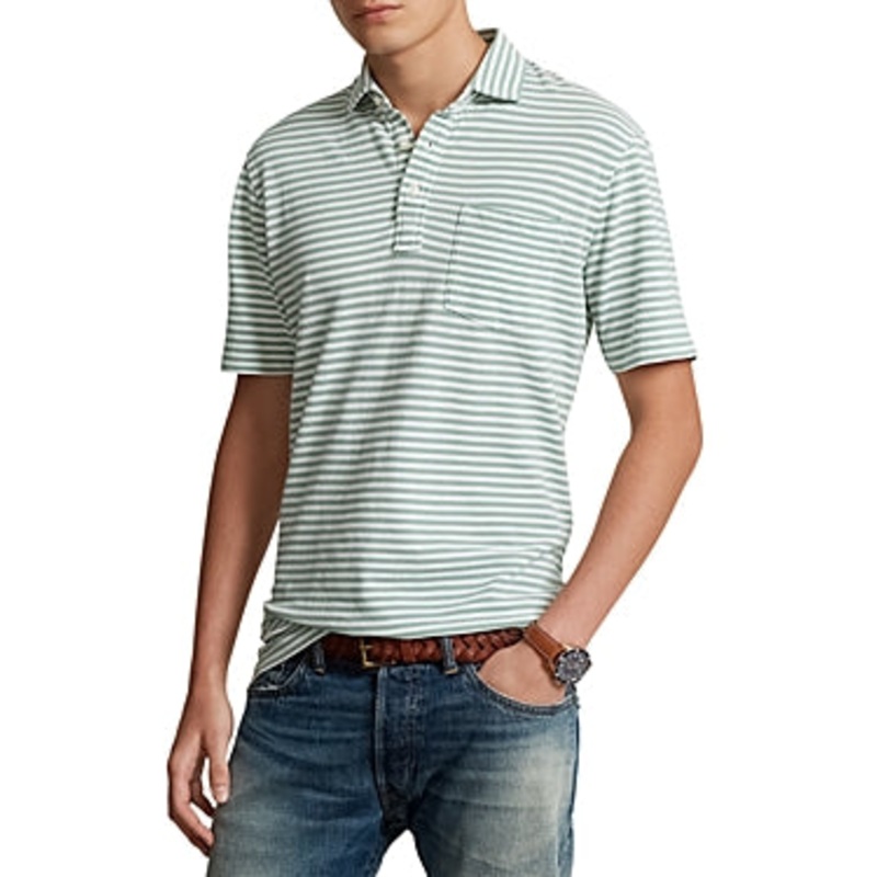 Polo Ralph Lauren Mens Classic fit Short Sleeve Polo Shirt Small Green Striped