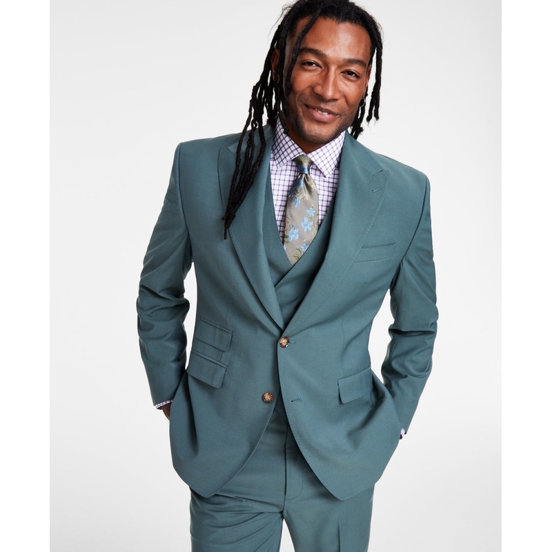 Tayion Collection Mens Regular fit Suit Jacket Blazer 40 S /  Waist Green Solid