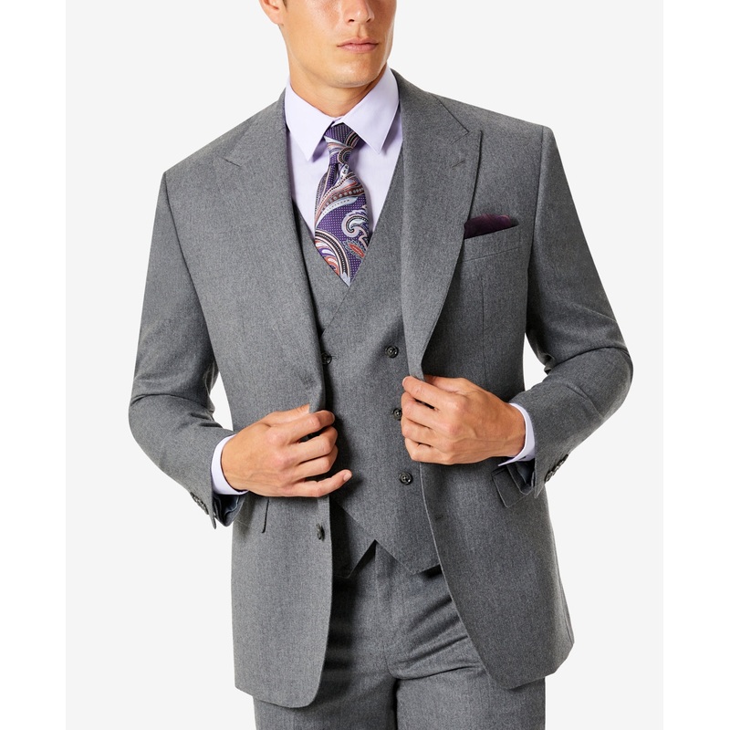 Tayion Mens Regular fit Suit Jacket Blazer 40 R Grey Solid