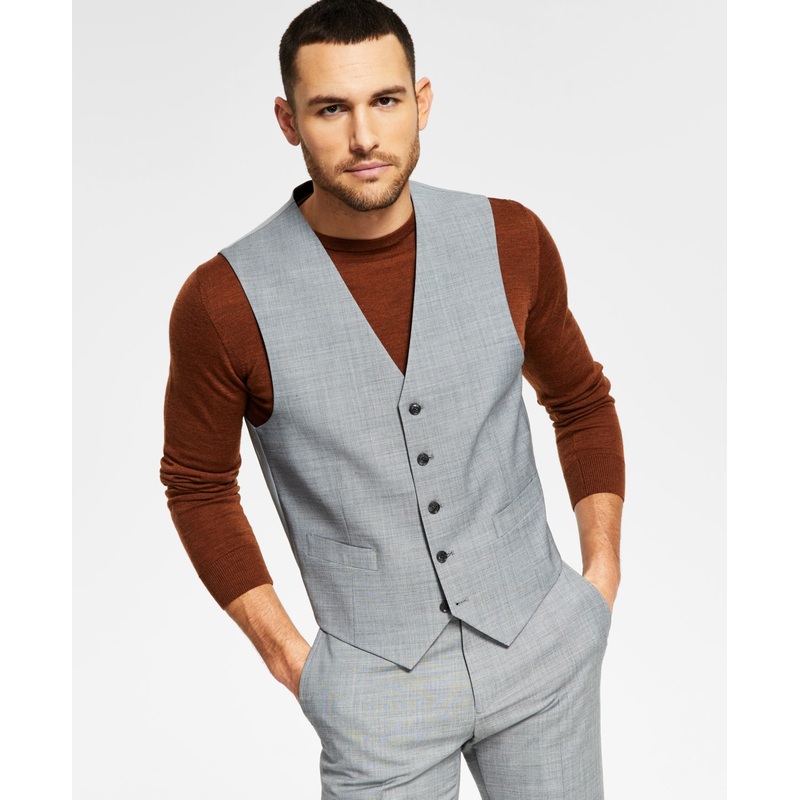 Tommy Hilfiger Mens Modern fit Button-Up Vest Large Grey