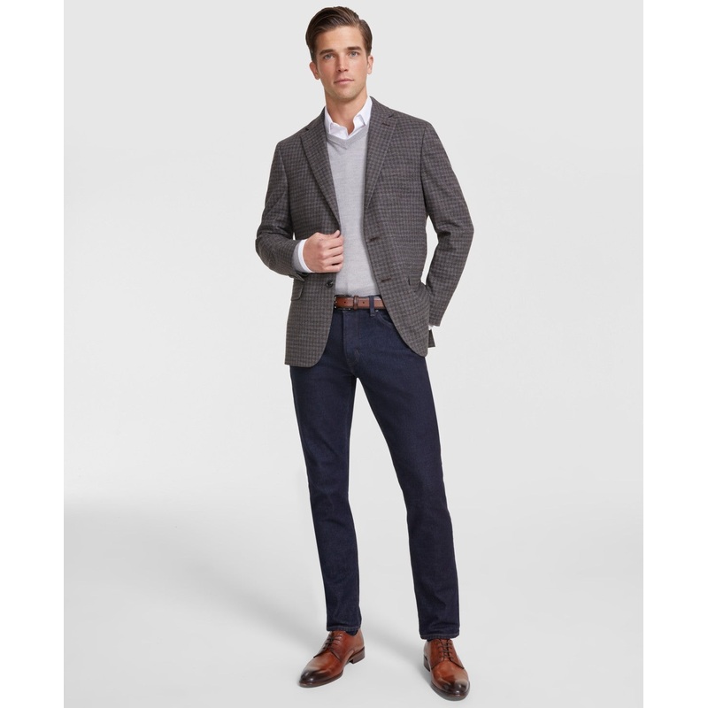 Tommy Hilfiger Mens Modern fit Sport Coat Blazer 44 R Brown Grey Check