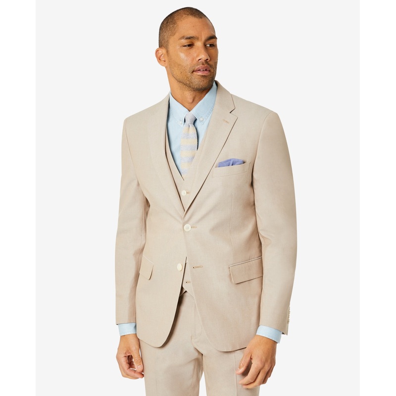 Tommy Hilfiger Mens Modern Fit TH Flex Stretch Tan Beige Suit Jacket  36R
