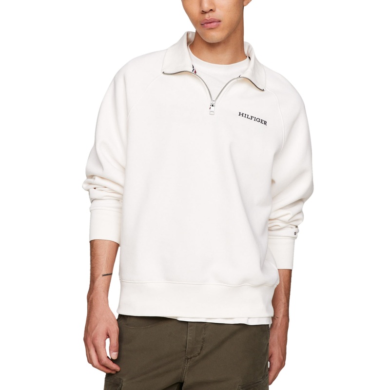 Tommy Hilfiger Mens Regular fit Quarter zip Sweatshirt Large Grey Solid