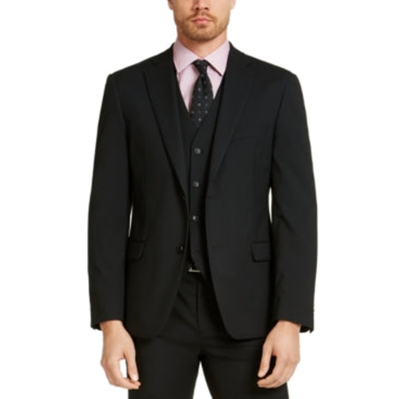 Alfani Mens Slim fit Blazer 40 S Black Solid Stretch
