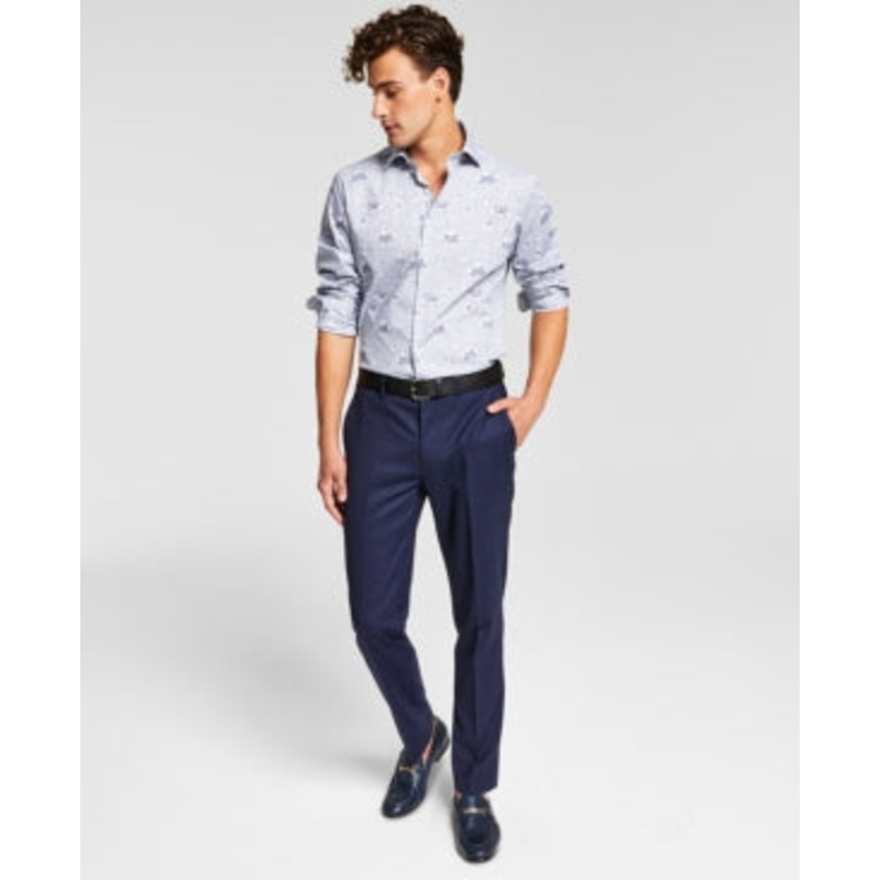 Bar Iii Mens Slim fit Dress Pants 30 / 32 Blue Plaid