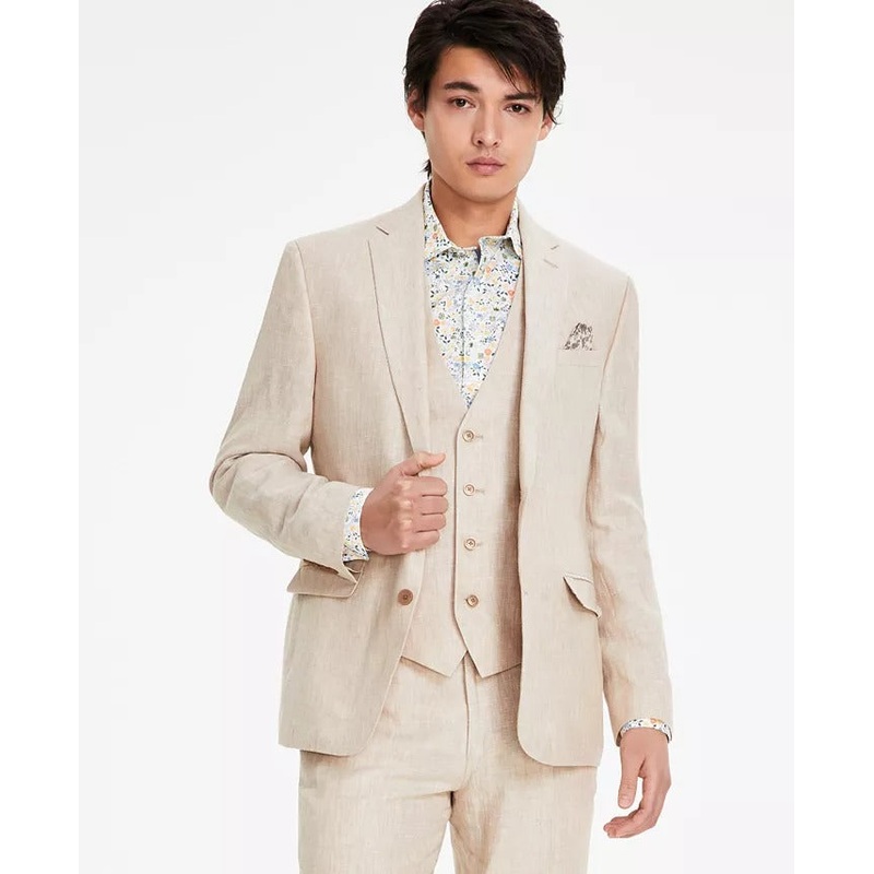 Bar iii Mens Slim fit Suit Jacket Blazer 42 S Beige Solid