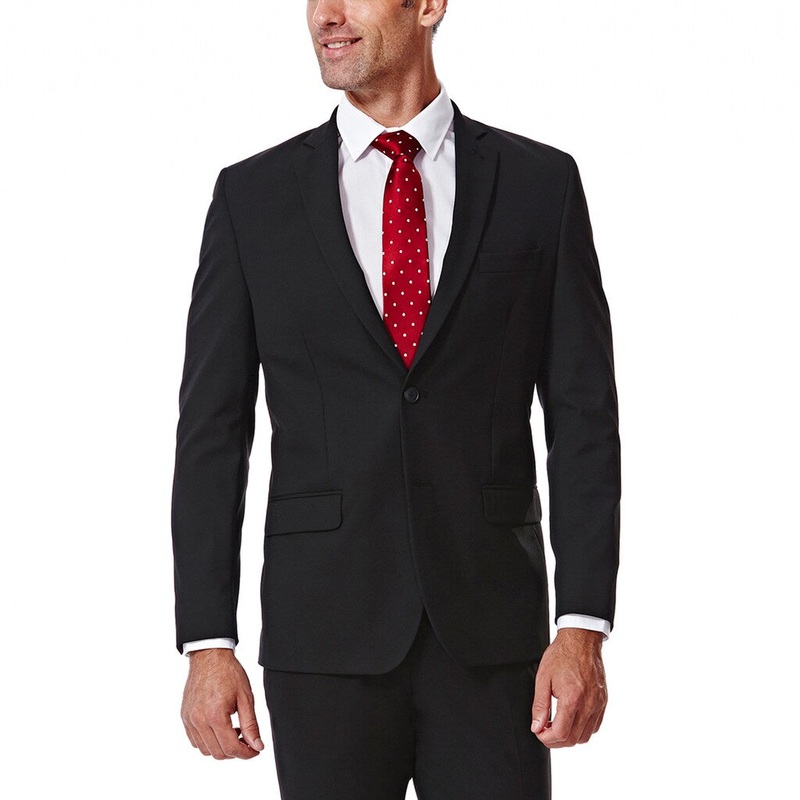 Haggar Mens Regular fit Suit Jacket Blazer 44 R Black Solid Stretch