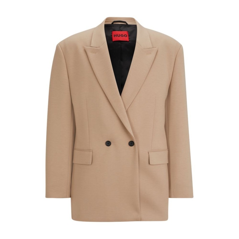 Hugo Boss Mens Modern fit Sport Coat Blazer Large Double Breasted Beige Stretch
