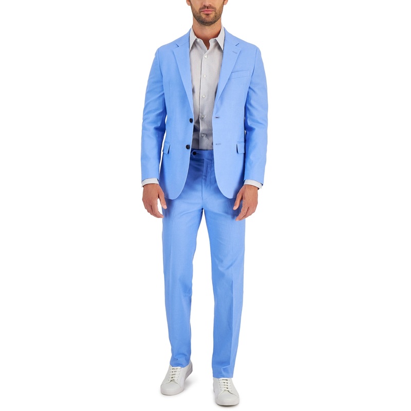 Nautica Mens Modern fit 2 Piece Suit 42 R / 36 Waist Light Blue Solid Stretch