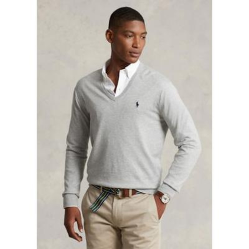 Polo Ralph Lauren Mens Regular fit V-Neck V Neck Sweater XL Grey Solid