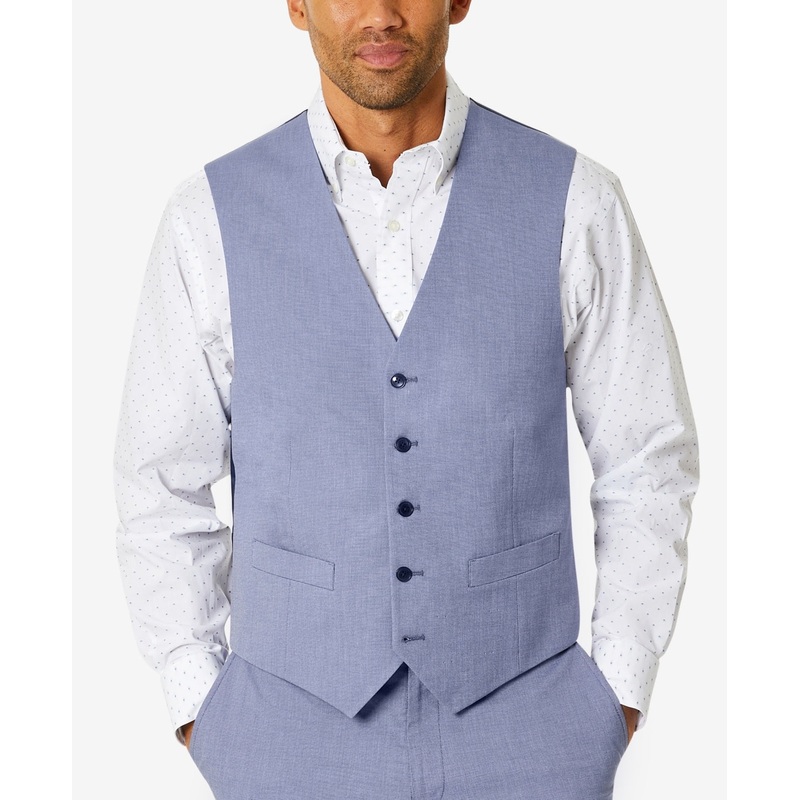 Tommy Hilfiger Mens Modern fit Button-Up Vest XL Blue Stretch
