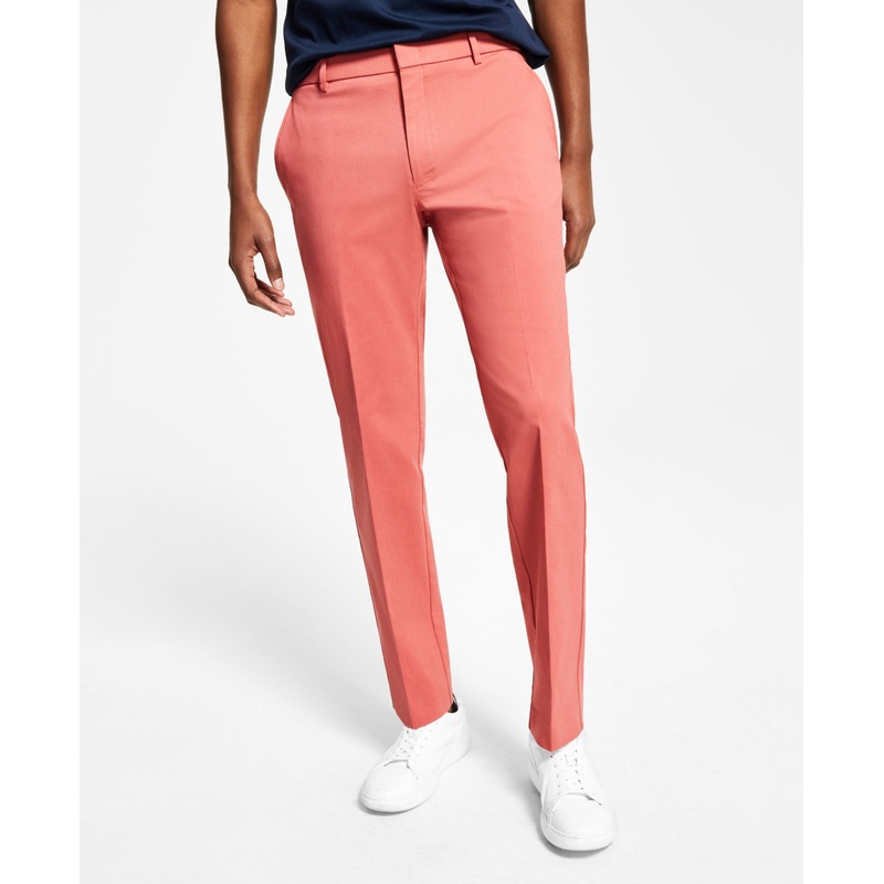 Tommy Hilfiger Mens Modern fit Dress Pants 34 / 34 Red Solid Stretch