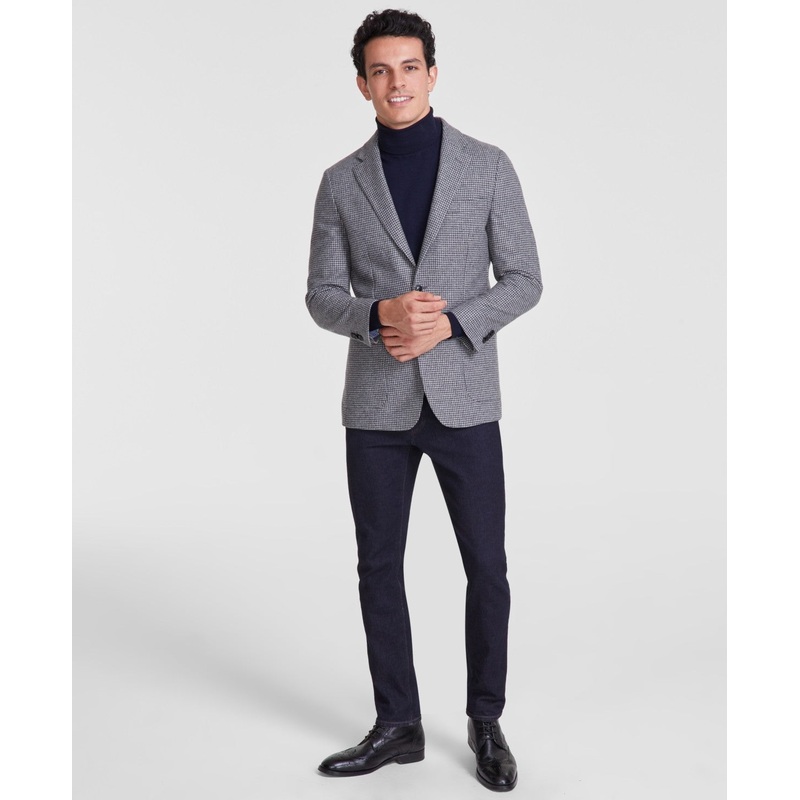 Tommy Hilfiger Mens Modern fit Sport Coat Blazer 42 R Grey Black Houndstooth