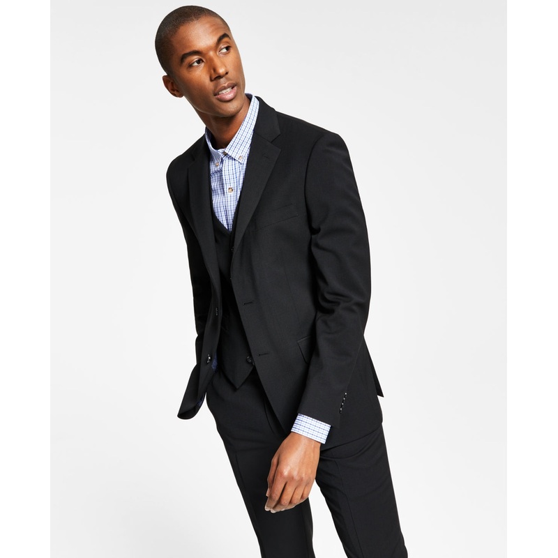 Tommy Hilfiger Mens Modern fit Suit Jacket Blazer 40 R Black Solid Stretch