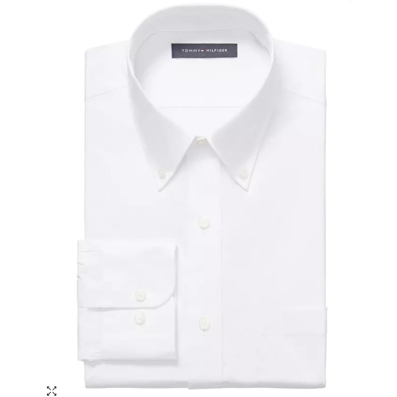 Tommy Hilfiger Mens Regular fit Long Sleeve Button-Up Shirt XL White Stretch