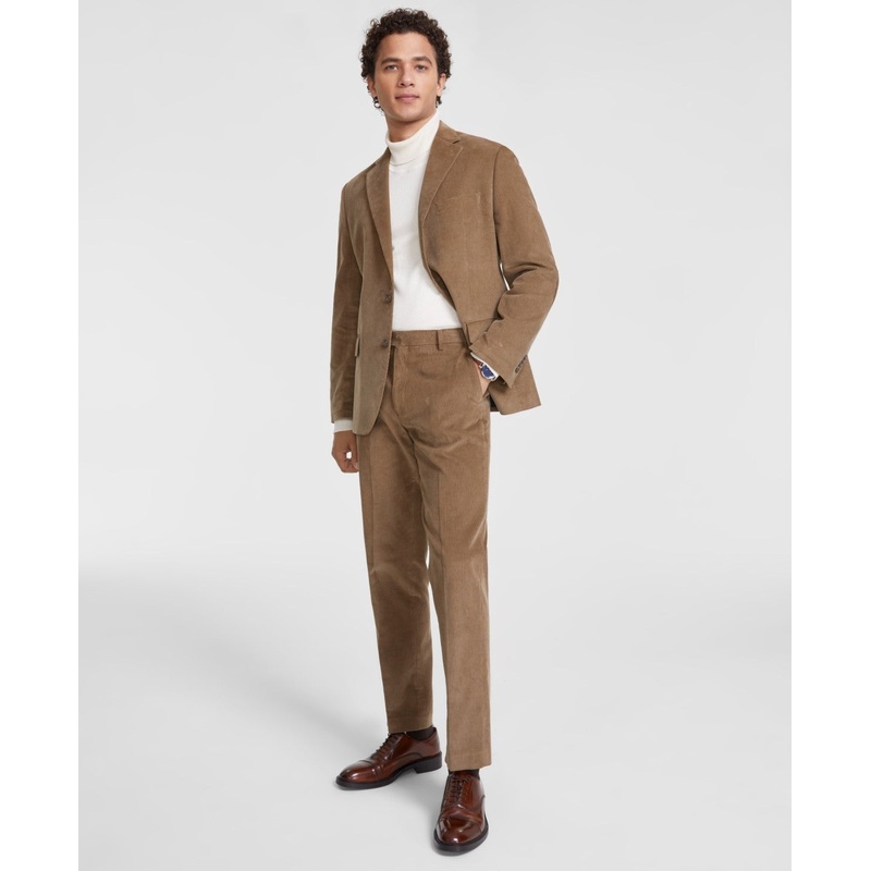 Tommy Hilfiger Modern-Fit Corduroy Taupe Sport Coat 44R Blazer Tan
