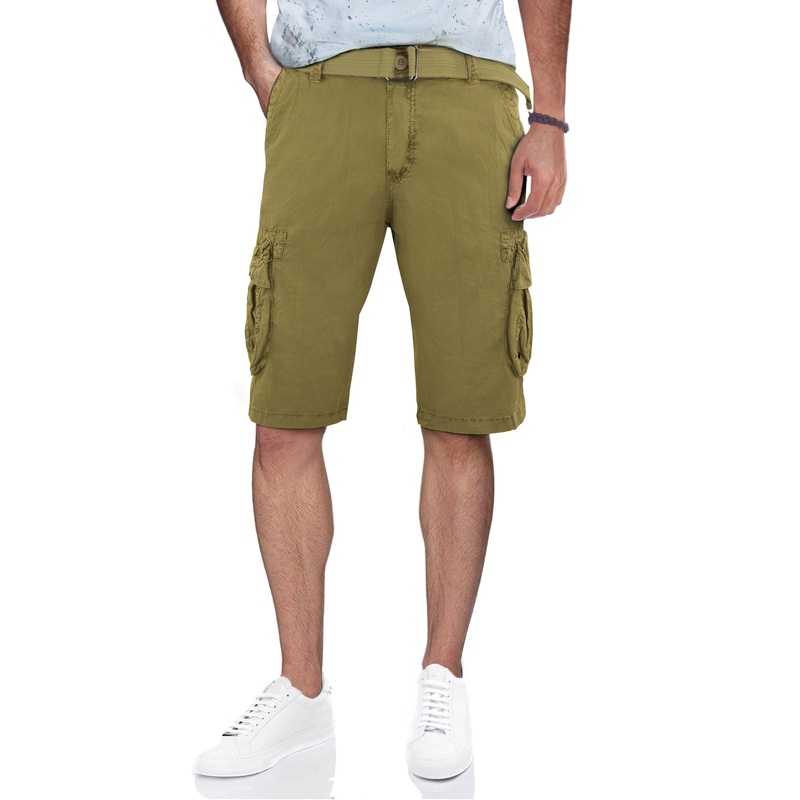 X-ray Mens Regular fit Cargo Shorts 36 Brown Solid Belted