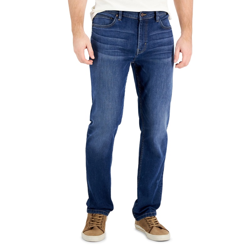 Alfani Mens Straight fit Jeans 40 / 30 Blue Solid Stretch
