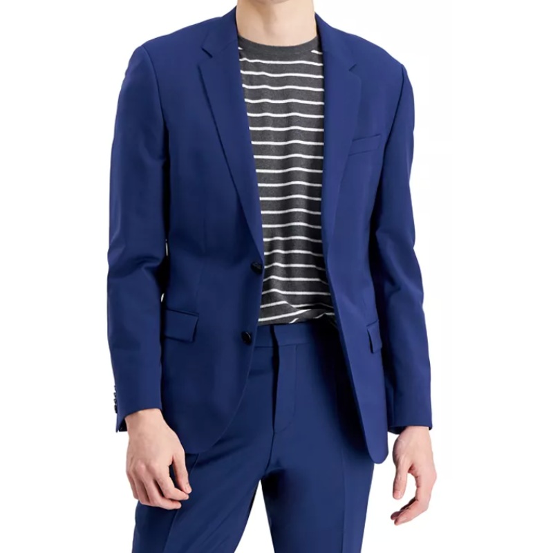 Hugo Boss Mens Slim fit Suit Jacket Blazer 44 L Blue Stretch