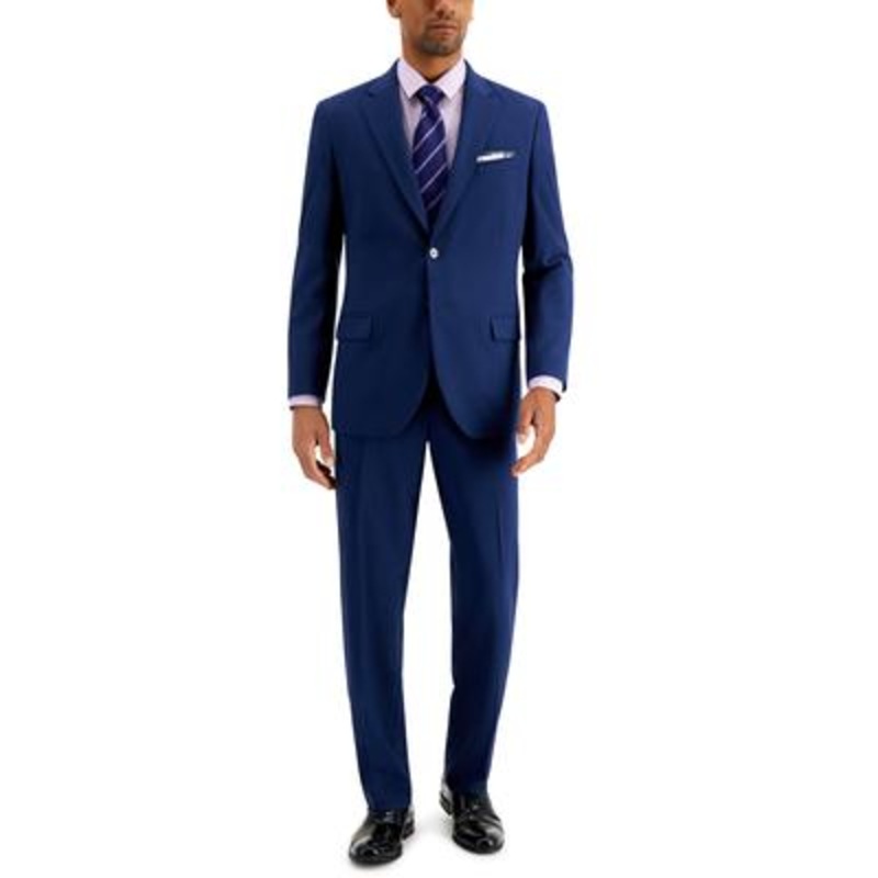 Nautica Mens Modern fit 2 Piece Suit 40 R / 36 Waist Blue Solid Stretch