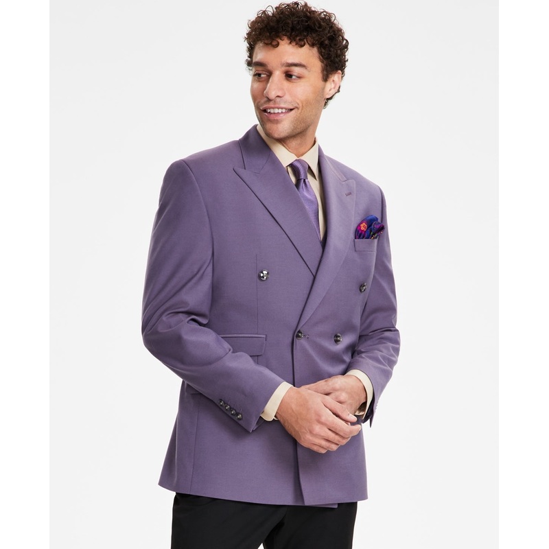 Tayion Collection Mens Classic fit Suit Jacket Blazer 48 L Purple