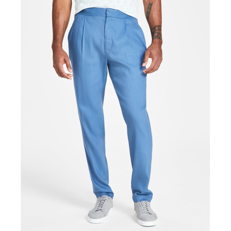 Alfani Mens Classic fit Casual Pants 32 / 30 Blue Solid Stretch