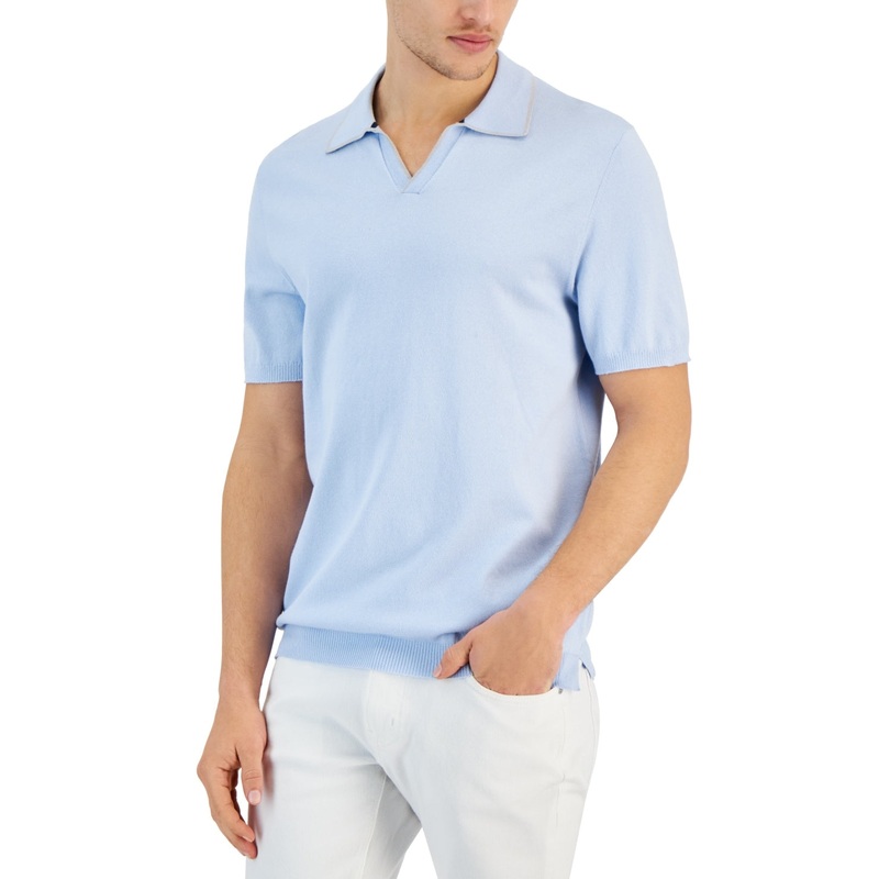 Alfani Mens Classic fit Polo Shirt Medium Blue Solid
