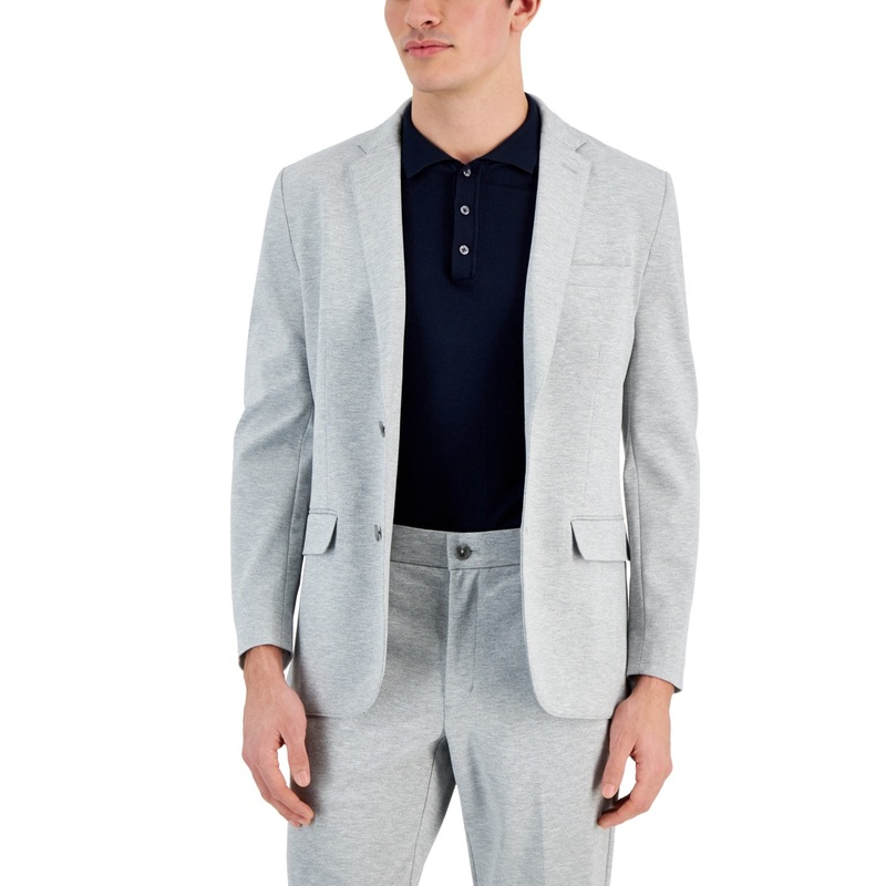 Alfani Mens Modern fit Suit Jacket Blazer Medium Grey Solid Stretch