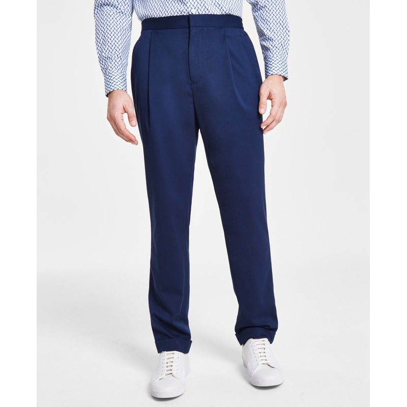 Alfani Mens Regular fit Dress Pants 33 / 30 Blue Solid Stretch