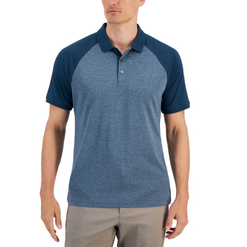 Alfani Mens Regular fit Short Sleeve Polo Shirt Small Blue