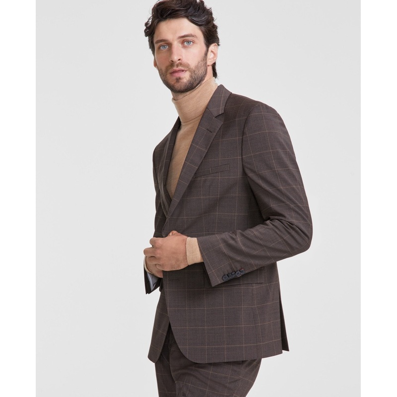 Hugo Boss Mens Modern fit Suit Jacket Blazer 42 R Brown Solid Stretch
