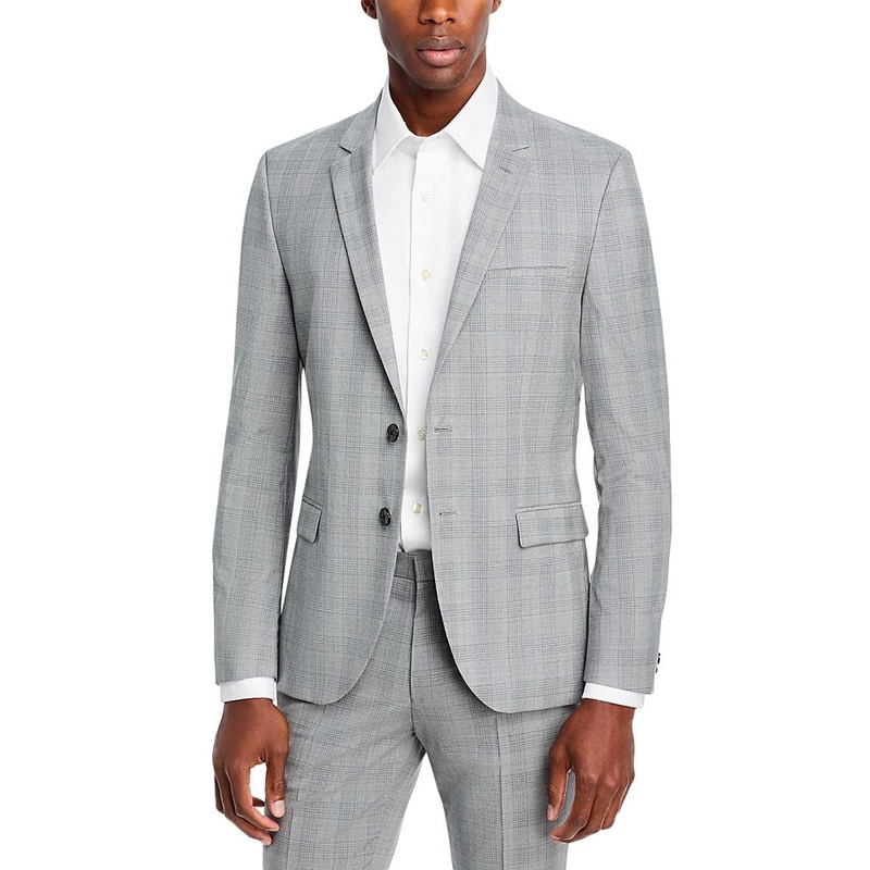 Hugo Boss Mens Slim fit Suit Jacket Blazer 36 R Grey Plaid