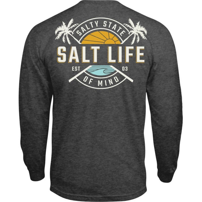Salt Life Mens Regular fit Long Sleeve T-Shirt Shirt Small Grey