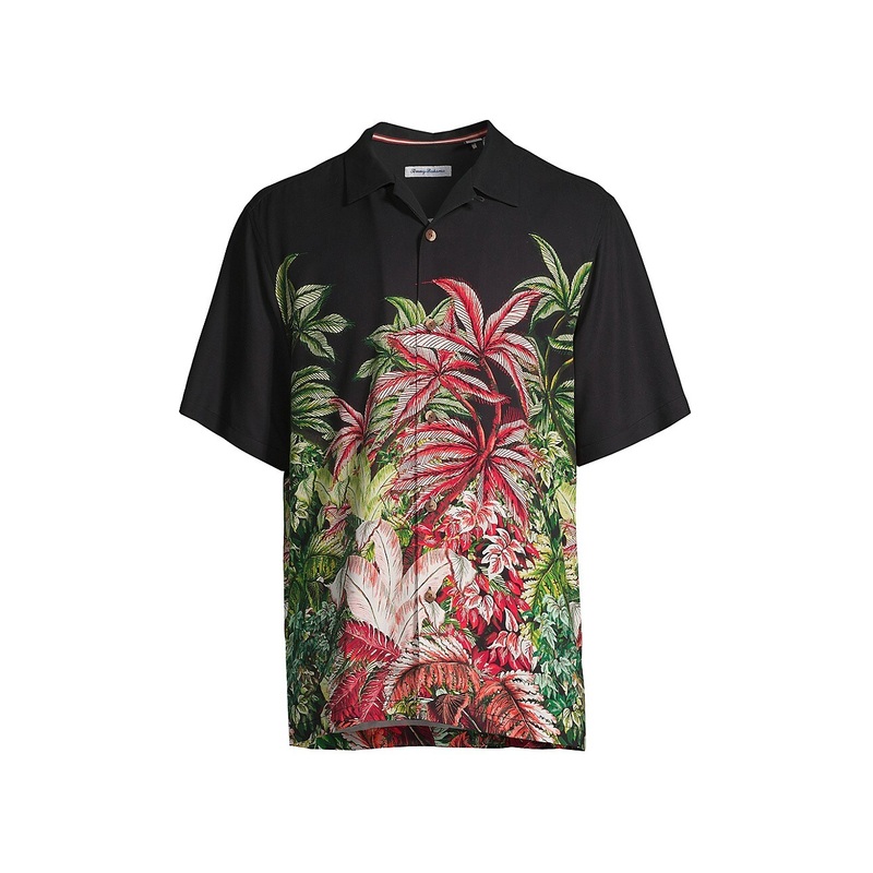 Tommy Bahama Mens Regular fit Short Sleeve Button-Up Shirt XL Black Floral
