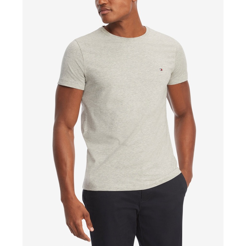 Tommy Hilfiger Mens Extra-Slim fit Short Sleeve T-Shirt Shirt XXL Beige Solid Stretch