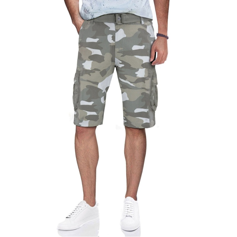 X-ray Mens Classic fit Cargo Shorts 33 Red Camouflage Belted